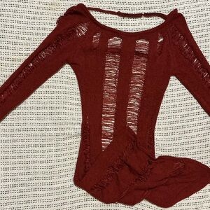 Jaded London Off-the-Shoulder Burgundy Sweater